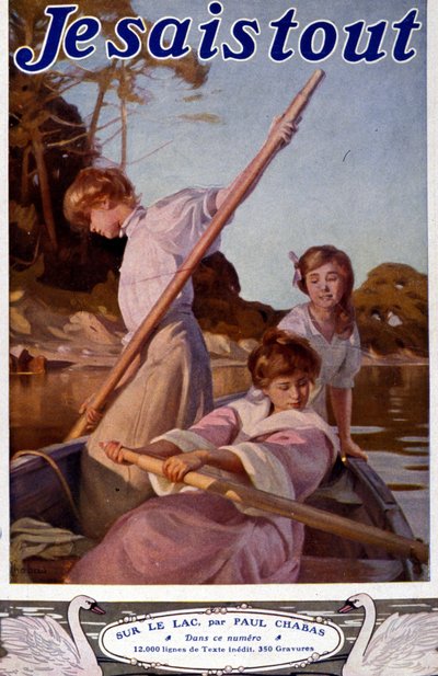 Illustration « Sur le lac » par Paul Chabas (1869 - 1937). « Je sais tout ». - Paul Chabas