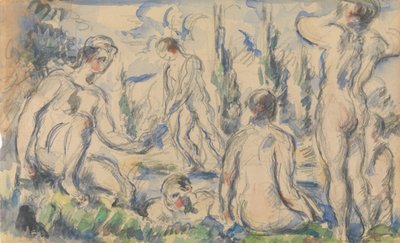 Baigneurs (recto), Paysage (verso) - Paul Cézanne