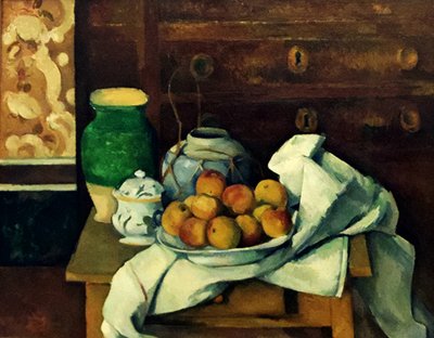 Français :  Nature morte à la commode Still life with dresser - Paul Cézanne