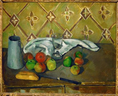 Nature morte (Fruits, serviette et boîte à lait) - Paul Cézanne