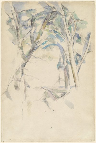 Arbres penchés sur des rochers - Paul Cézanne