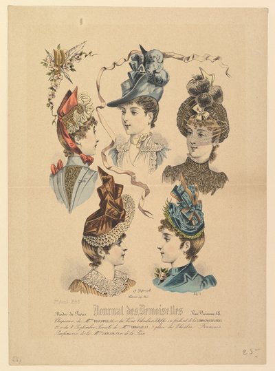 Chapeaux de dames, n° 4671, du Journal des Demoiselles, 1er avril 1888 - Paul Deferneville