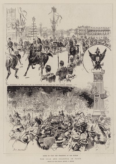Le Tsar et la Tsarine à Paris (gravure) - Paul Destez