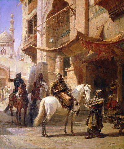 Guerriers arabes dans une rue - Paul Dominique Philippoteaux