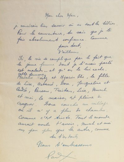 Lettre à Man Ray, concernant la réalisation de 