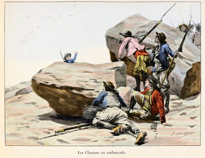 Chouannerie : Les Chouans en embuscade, fin du XVIIIe siècle - Illustration par Emile Boutigny (Hoche-Marceau-Desaix) - Paul Émile Boutigny