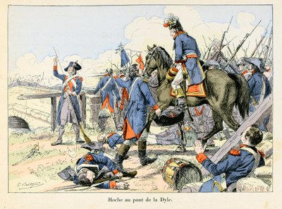 Hoche au pont de la Dyle : En mars 1793, couvrant la retraite au passage de la Dyle devant Louvain (Belgique), Lazare Hoche combat les Autrichiens - illustration par Emile Boutigny (Hoche-Marceau-Desaix) - Paul Émile Boutigny