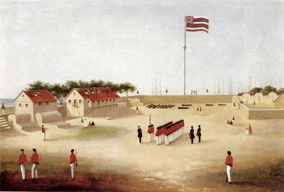 Vue du fort de Honolulu, vers 1853 - Paul Emmert