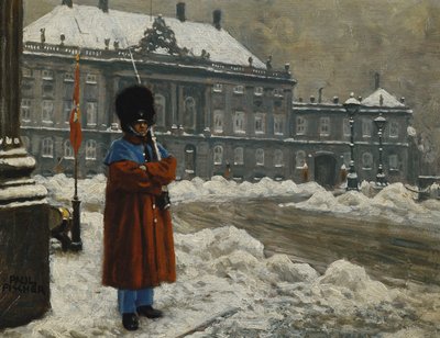 Un garde royal en service devant le palais royal d