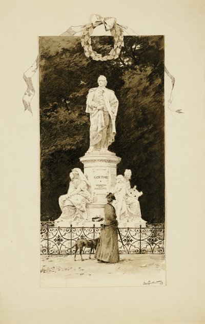 Une dame élégante à la statue de Goethe, 1888 - Paul Fischer