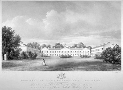 Vue des maisons de retraite des marchands tailleurs sur Lee High Road, Lewisham, Londres, 1826 - Paul Gauci