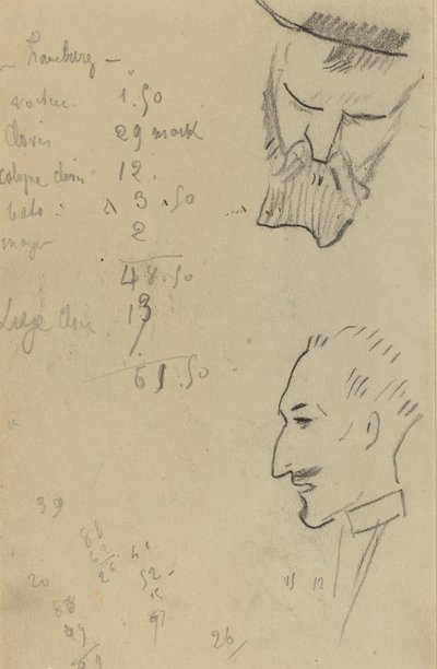 Un homme barbu et un homme de profil [verso] - Paul Gauguin