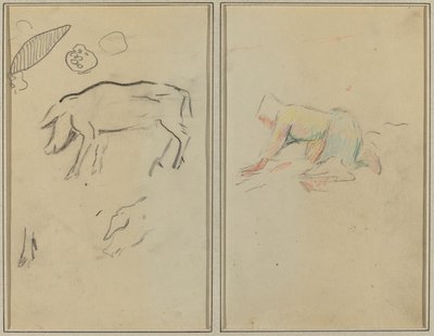 Un Cochon ; Paysan Breton à Genoux (verso) - Paul Gauguin