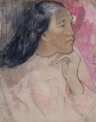 Une femme tahitienne avec une fleur dans les cheveux, 1891-92 - Paul Gauguin