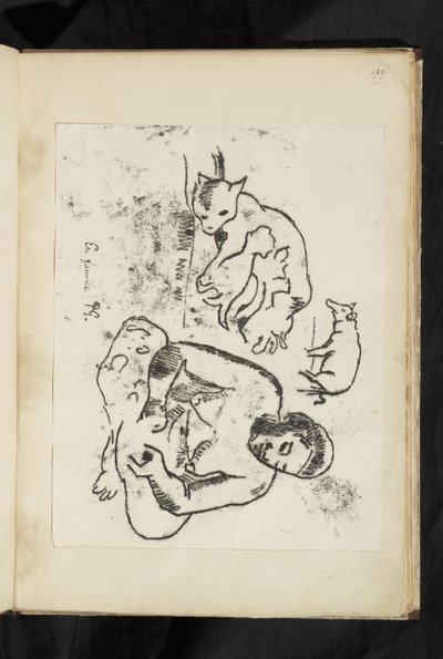 Avant et après - Femme assise, chat avec chatons et un cochon - Paul Gauguin