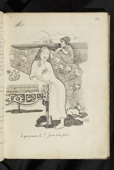 Avant et après - dessin "À quoi-penses-tu? Je ne sais pas" - Paul Gauguin