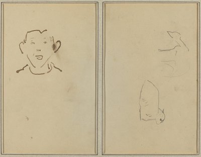 Visage de garçon ; Deux moutons [verso] - Paul Gauguin