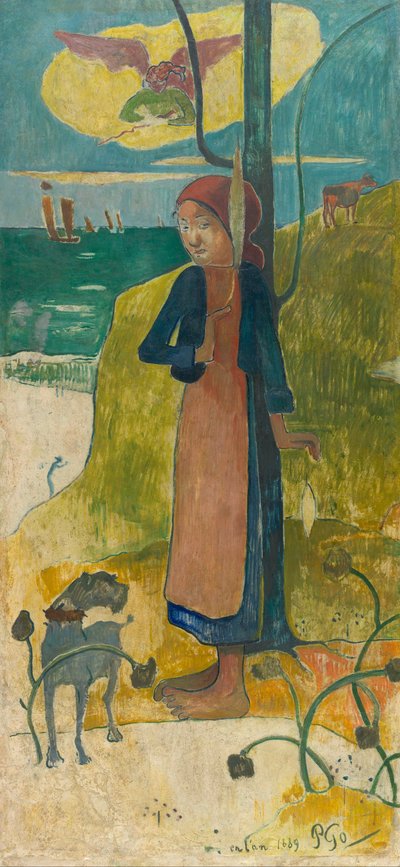 Bretonisches Mädchen beim Spinnen - Paul Gauguin