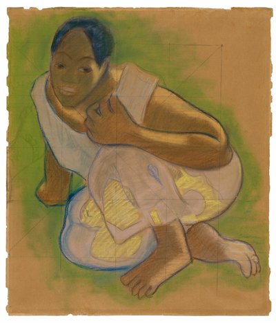 Femme tahitienne accroupie (liée à la peinture Nafea faa ipoipo [Quand te maries-tu ?]) - Paul Gauguin
