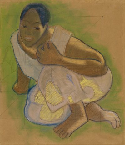 Femme Tahitienne Accroupie : Étude pour Nafea Faaipoipo - Paul Gauguin