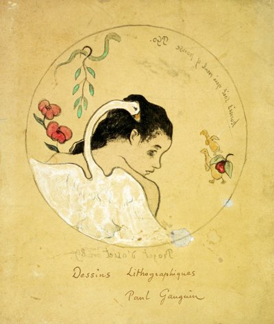 Conception pour une assiette - Léda et le cygne, 1889 - Paul Gauguin