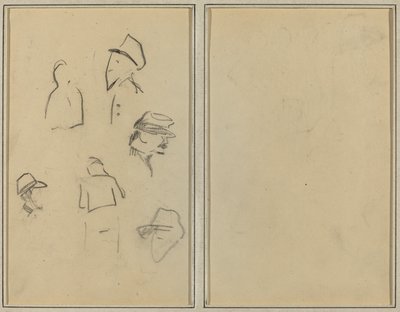 Quatre têtes et deux figures (verso) - Paul Gauguin