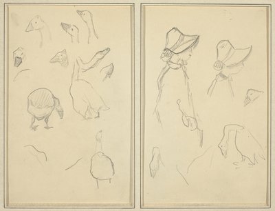 Oies; Filles en bonnets, oies [recto] - Paul Gauguin