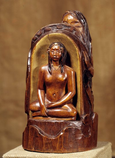 Idole à la perle Sculpture en bois, or et perle par Paul Gauguin (1848-1903). 1892-1893 Paris, Musée d