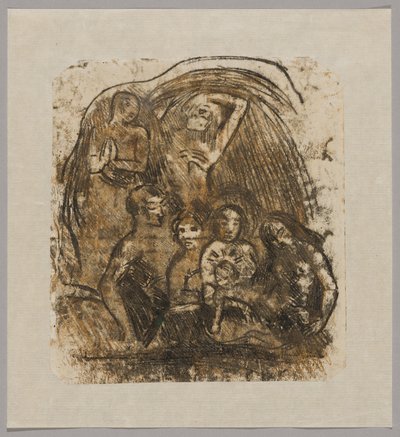 Nativité (mère et enfant entourés de cinq personnages) - Paul Gauguin