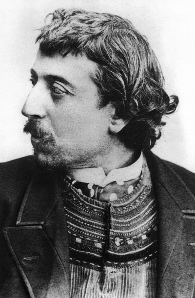 Paul Gauguin (1848-1903) peintre français ici à Copenhague en mars 1891 avec un cardigan breton, autoportrait dédié à Carrière - Paul Gauguin