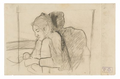 Femme tahitienne assise (recto), croquis de coqs et de poules (verso) - Paul Gauguin