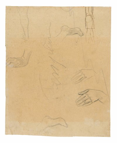 Esquisses de figures, mains et pieds (liées à la peinture Aha oe feii? [Quoi! Es-tu jaloux?]) - Paul Gauguin