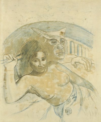 Femme tahitienne avec esprit maléfique - Paul Gauguin