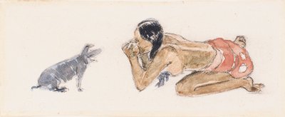 Femme Tahitienne avec un Cochon - Paul Gauguin