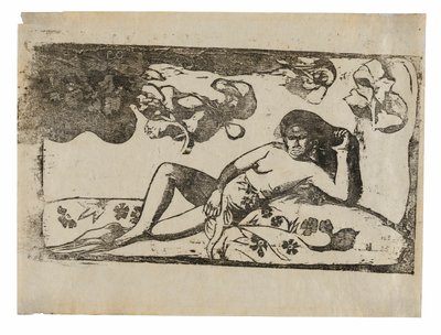 Te arii vahine-opoi (Femme aux mangues fatiguées), de la Suite de gravures sur bois tardives - Paul Gauguin
