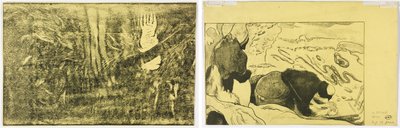 Le Diable parle (Mahna No Varua Ino) (recto); Femmes lavant des vêtements (verso) - Paul Gauguin