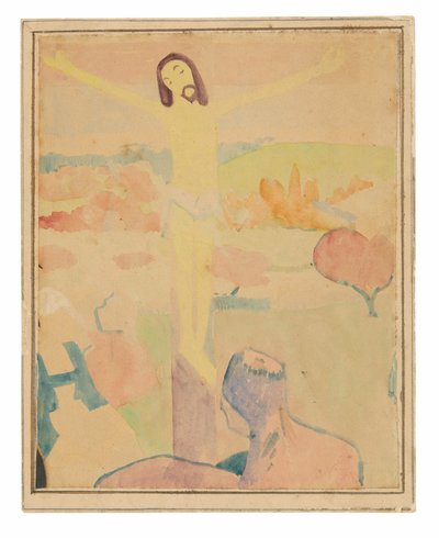 Le Christ jaune (recto), baigneuse pataugeant dans un ruisseau - Paul Gauguin