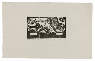 Trois Personnes, un Masque, un Renard et un Oiseau, en-tête pour Le sourire - Paul Gauguin