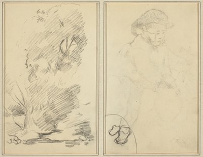 Arbres ; Croquis de garçon breton [verso] - Paul Gauguin