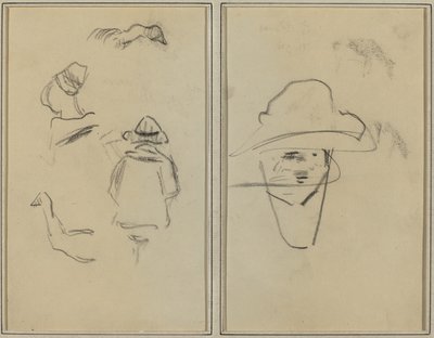 Deux figures bretonnes et études de deux oies ; Homme portant un chapeau (verso) - Paul Gauguin