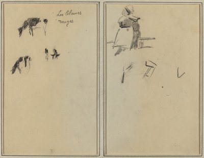 Deux vaches; Une femme bretonne assise [verso] - Paul Gauguin