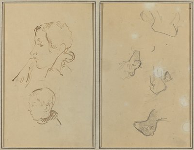Deux têtes ; Études de moutons [recto] - Paul Gauguin