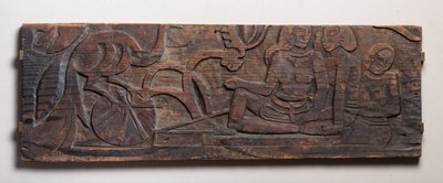 Femme avec un paon, relief - Paul Gauguin