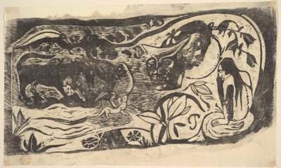 Gravure sur bois avec une tête cornue, 1898-99 - Paul Gauguin