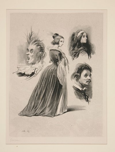 (FEUILLE DE CROQUIS) - Paul Gavarni