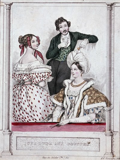 Une loge avec bouffles, vers 1835 - par Gavarni - Paul Gavarni