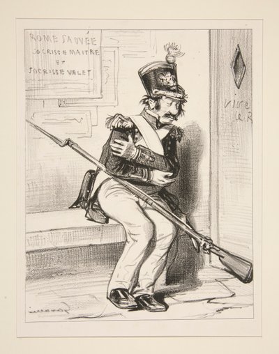 Achille Coqueron, chasseur volontaire de la 2ème, rêve qu - Paul Gavarni