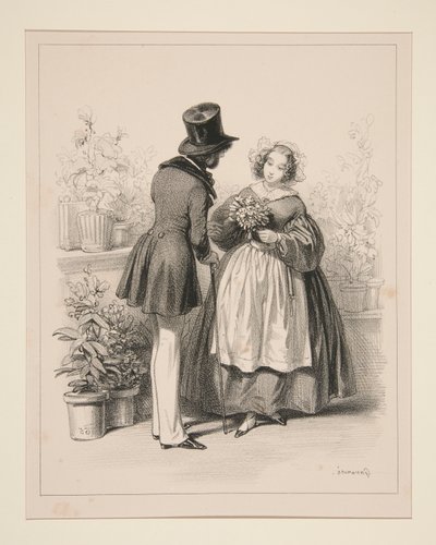 Bouquetière - Paul Gavarni