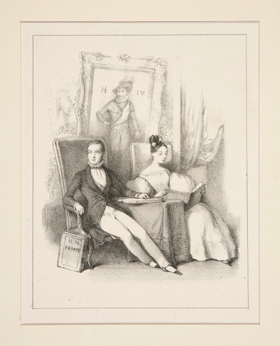 Le Frère et la Sœur / Prague (Henri, Comte de Chambord et la Duchesse de Parme enfants) - Paul Gavarni