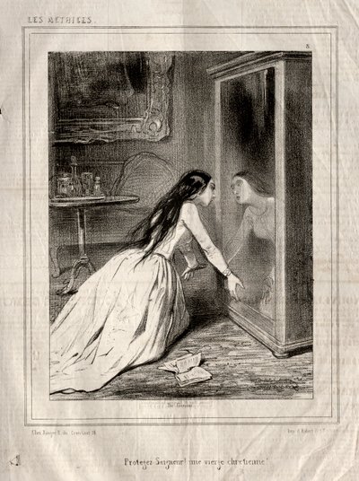 Les Actrices: Protégez Seigneur! une vierge chrétienne, 1843 - Paul Gavarni